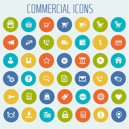 simsearch:400-07549364,k - Trendy flat design big commercial icons set Stock Photo - Budget Royalty-Free & Subscription, Code: 400-09109925