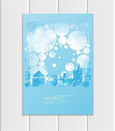 Stock vector brochure A5 or A4 format design Christmas template, abstract circles, winter landscape New Year 2018 with urban city silhouette glow full moon night background for printed material Foto de stock - Super Valor sin royalties y Suscripción, Código: 400-09109957