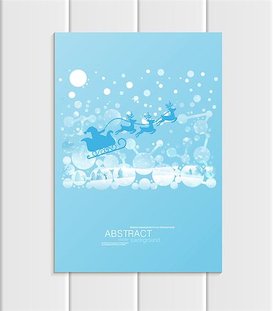 Stock vector brochure A5 or A4 format design Christmas template, abstract circles, winter landscape New Year 2018 Santa Claus in sleigh with deer glow full moon night background for printed material Foto de stock - Super Valor sin royalties y Suscripción, Código: 400-09109966