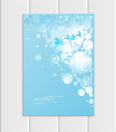 Stock vector brochure A5 or A4 format design Christmas template, abstract circles, winter landscape New Year 2018 Santa Claus in sleigh with deer glow full moon night background for printed material Foto de stock - Super Valor sin royalties y Suscripción, Código: 400-09109960