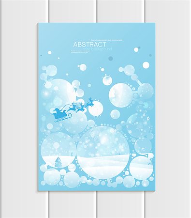 Stock vector brochure A5 or A4 format design Christmas template, abstract circles, winter landscape New Year 2018 Santa Claus in sleigh with deer glow full moon night background for printed material Foto de stock - Super Valor sin royalties y Suscripción, Código: 400-09109961