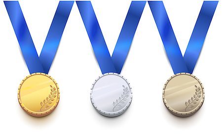 simsearch:400-05386592,k - Gold, silver and bronze medal for winter sport game. Isolated on white set vector illustration Photographie de stock - Aubaine LD & Abonnement, Code: 400-09109973
