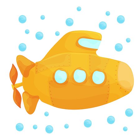 periscopio - Yellow Submarine Underwater on White Background. Cartoon Design Style. Vector illustration Foto de stock - Super Valor sin royalties y Suscripción, Código: 400-09114020