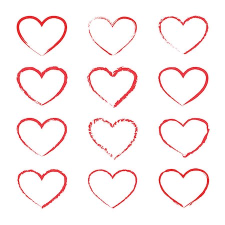 simsearch:400-07170780,k - Set of hearts for Valentines day. Hand drawn hearts. Design elements for Valentines day. Stock Photo - Budget Royalty-Free & Subscription, Code: 400-09114034