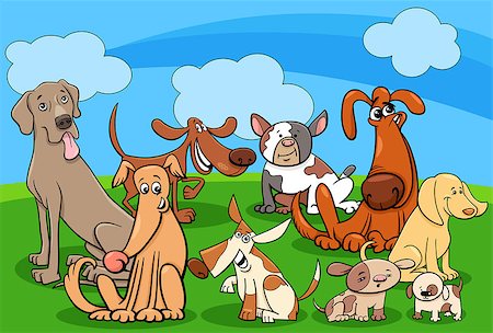 simsearch:400-09093371,k - Cartoon Illustration of Funny Dogs Pet Animal Characters Group Stock Photo - Budget Royalty-Free & Subscription, Code: 400-09114099