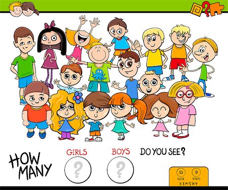 simsearch:400-09092454,k - Cartoon Illustration of Educational Counting Game for Children with Girls and Boys Funny Characters Group Stockbilder - Microstock & Abonnement, Bildnummer: 400-09114111