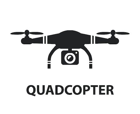 Drone quadcopter camera black icon isolated graphic design illustration isolated on white background Stock Photo - Budget Royalty-Free & Subscription, Code: 400-09114160