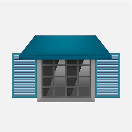 simsearch:400-06484699,k - Vector blue awning on window with jalousie Stock Photo - Budget Royalty-Free & Subscription, Code: 400-09114172