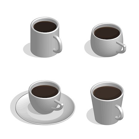 simsearch:400-08978724,k - Set of white cups for coffee of different shapes, isolated on white background. 3D isometric style, vector illustration. Photographie de stock - Aubaine LD & Abonnement, Code: 400-09114219