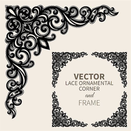 simsearch:400-08836820,k - Floral frame border. Decorative lace design element and fancy page ornament. Vector illustration Photographie de stock - Aubaine LD & Abonnement, Code: 400-09114331