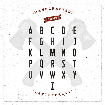 simsearch:400-08401583,k - vintage retro handcrafted font with letterpress effect. grunge letters on white textured background with crossed axes. vector illustration Photographie de stock - Aubaine LD & Abonnement, Code: 400-09114387