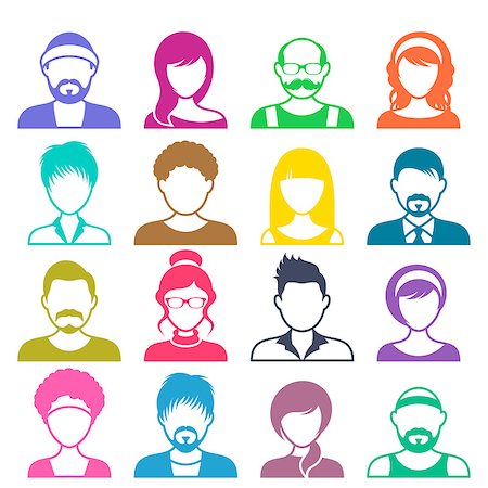 simsearch:400-08256257,k - Colorful vector avatar icons male and female faces Stock Photo - Budget Royalty-Free & Subscription, Code: 400-09114393