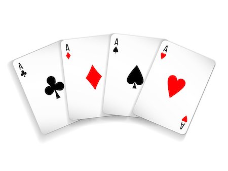 simsearch:400-07314049,k - Set of four aces deck of cards for playing poker and casino on white background. spades, diamonds, clubs and hearts. Photographie de stock - Aubaine LD & Abonnement, Code: 400-09114404