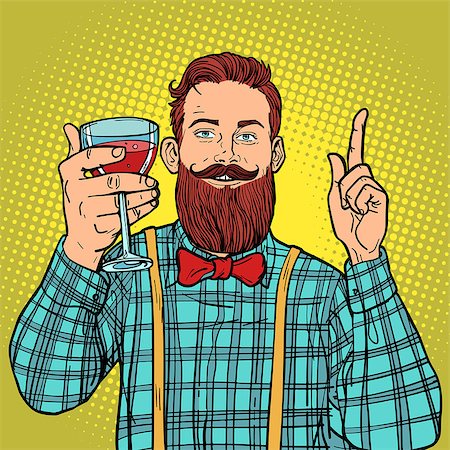 simsearch:400-08259053,k - hipster with a glass of red wine. Comic book cartoon pop art retro vector illustration Stock Photo - Budget Royalty-Free & Subscription, Code: 400-09114431