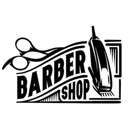 simsearch:400-08955424,k - vector stylish logo for barbershop with scissors and clipper. Stock Photo - Budget Royalty-Free & Subscription, Code: 400-09114459
