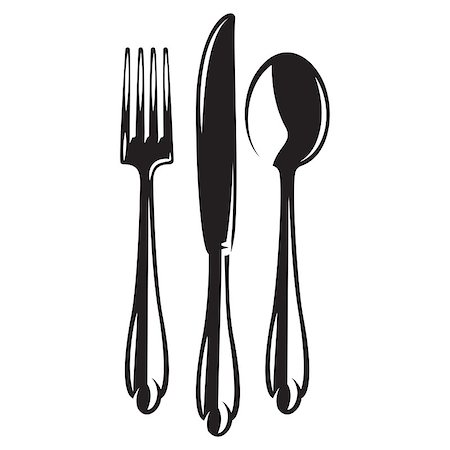 simsearch:400-07982013,k - vector monochrome set of cutlery - fork spoon knife. Foto de stock - Super Valor sin royalties y Suscripción, Código: 400-09114462