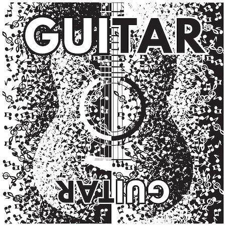 simsearch:400-05352838,k - vector abstract background with guitar and notes. Photographie de stock - Aubaine LD & Abonnement, Code: 400-09114463