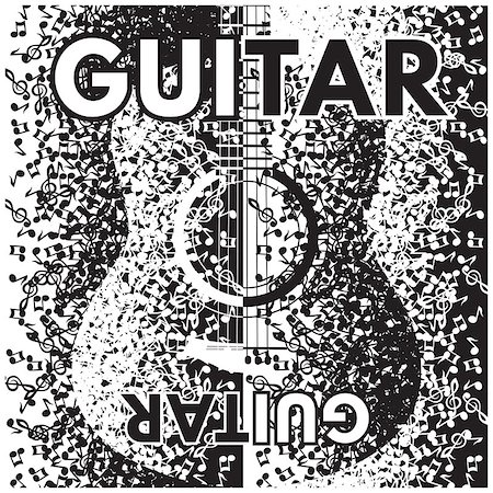 simsearch:400-07301387,k - vector abstract background with guitar and notes. Foto de stock - Super Valor sin royalties y Suscripción, Código: 400-09114463