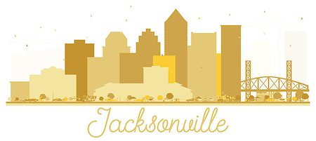 Jacksonville Florida USA City skyline golden silhouette. Vector illustration. Simple flat concept for tourism presentation, banner, placard or web site. Jacksonville Cityscape with landmarks. Stock Photo - Budget Royalty-Free & Subscription, Code: 400-09114490