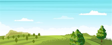 simsearch:400-08556910,k - Cartoon illustration of the rural summer landscape Stock Photo - Budget Royalty-Free & Subscription, Code: 400-09114657