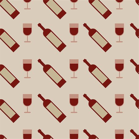 Vector seamless pattern with wine glasses and bottle - vector Stock Photo - Budget Royalty-Free & Subscription, Code: 400-09114659