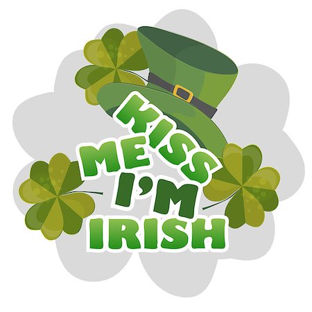 Kiss me Im Irish t-shirt or poster design with leprechaun hat. For celebration of Saint Patricks Day Foto de stock - Super Valor sin royalties y Suscripción, Código: 400-09114668