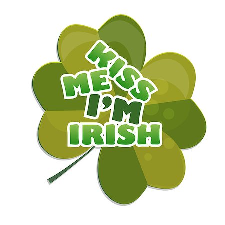 Kiss me Im Irish t-shirt or poster design with clover. For celebration of Saint Patricks Day Foto de stock - Super Valor sin royalties y Suscripción, Código: 400-09114669