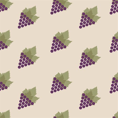 Seamless pattern with grapes and leaves on grey background. Repeating endless violet grape background. Vector Illustration Foto de stock - Super Valor sin royalties y Suscripción, Código: 400-09114660