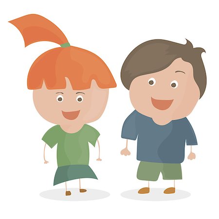 Boy and girl. Funny cartoon and vector teen characters. Stockbilder - Microstock & Abonnement, Bildnummer: 400-09114661
