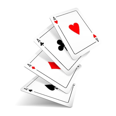 simsearch:400-07314049,k - Set of four aces deck of cards for playing poker and casino on white background. spades, diamonds, clubs and hearts. Photographie de stock - Aubaine LD & Abonnement, Code: 400-09114679