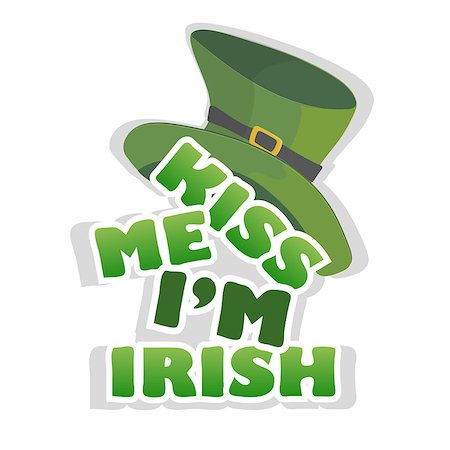 Kiss me Im Irish t-shirt or poster design with leprechaun hat. For celebration of Saint Patricks Day Stockbilder - Microstock & Abonnement, Bildnummer: 400-09114670