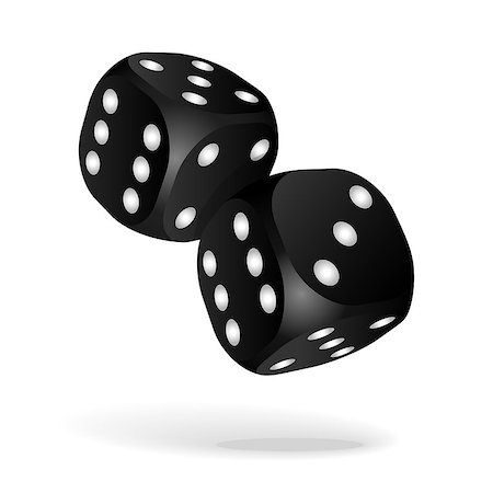 simsearch:400-05878008,k - Black dice with white pips. Two black falling dice isolated on white. Casino gambling template concept. Vector illustration Photographie de stock - Aubaine LD & Abonnement, Code: 400-09114688