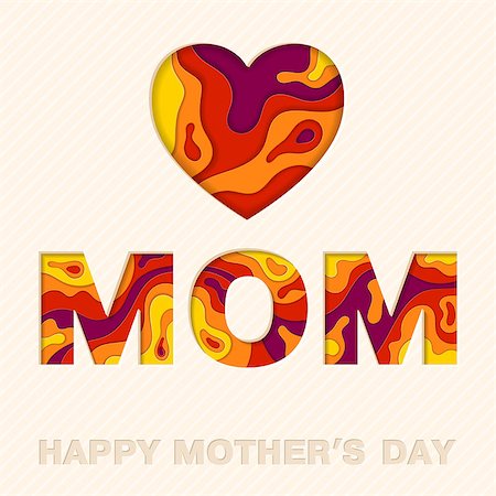 simsearch:400-07717618,k - Happy Mothers Day invitation card in paper cut style with Heart. Vector illustration Stock Photo - Budget Royalty-Free & Subscription, Code: 400-09114695