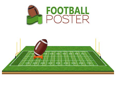 American Football Field with Realistic Ball, Goal, Line and Grass Texture. Isolated vector illustration Foto de stock - Super Valor sin royalties y Suscripción, Código: 400-09114713