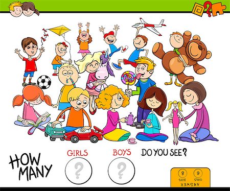simsearch:400-09092454,k - Cartoon Illustration of Educational Counting Game for Children with Girls and Boys Characters Group Stockbilder - Microstock & Abonnement, Bildnummer: 400-09114867