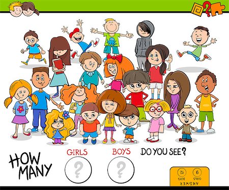 simsearch:400-09092454,k - Cartoon Illustration of Educational Counting Game for Children with Kid Girls and Boys Characters Group Stockbilder - Microstock & Abonnement, Bildnummer: 400-09114868