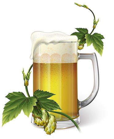 simsearch:400-07720459,k - A mug of beer with hops. Vector Stock Photo - Budget Royalty-Free & Subscription, Code: 400-09114882