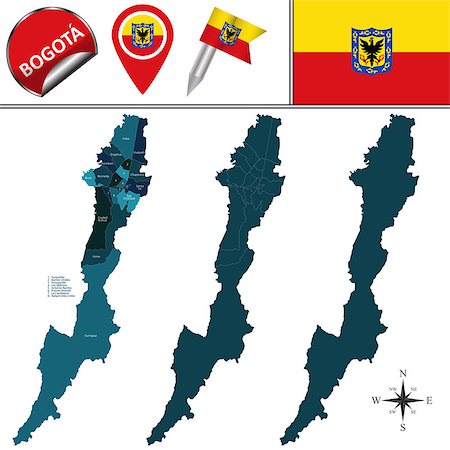 simsearch:400-09118112,k - Vector map of Bogota with named subdivision and travel icons. Stock Photo - Budget Royalty-Free & Subscription, Code: 400-09114916