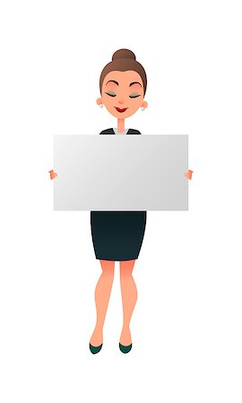 Woman manager or teacher holding a white board against white background. Businessman holds a horizontal poster. Lecturer showing blank signboard with copyspace. Foto de stock - Super Valor sin royalties y Suscripción, Código: 400-09114953