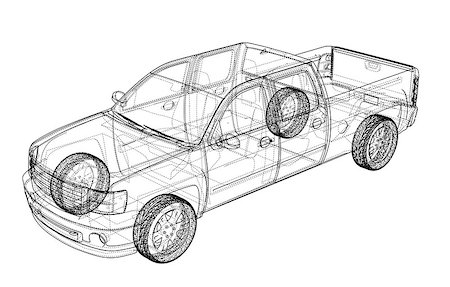 simsearch:400-06793285,k - Car SUV drawing outline. Vector rendering. The layers of visible and invisible lines are separated Foto de stock - Royalty-Free Super Valor e Assinatura, Número: 400-09114999