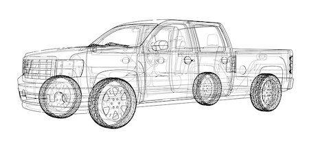 simsearch:400-06793285,k - Car SUV drawing outline. Vector rendering. The layers of visible and invisible lines are separated Foto de stock - Royalty-Free Super Valor e Assinatura, Número: 400-09115004