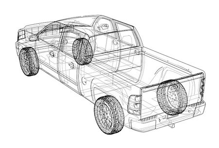 simsearch:400-06793285,k - Car SUV drawing outline. Vector rendering. The layers of visible and invisible lines are separated Foto de stock - Royalty-Free Super Valor e Assinatura, Número: 400-09115000