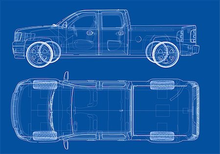 simsearch:400-06793285,k - Car SUV drawing outline. Vector rendering. The layers of visible and invisible lines are separated Foto de stock - Royalty-Free Super Valor e Assinatura, Número: 400-09115001