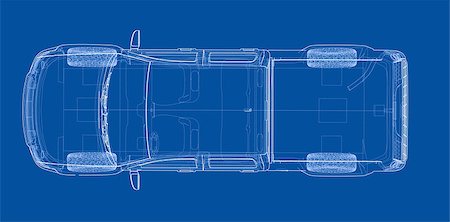simsearch:400-06793285,k - Car SUV drawing outline. Vector rendering. The layers of visible and invisible lines are separated Foto de stock - Royalty-Free Super Valor e Assinatura, Número: 400-09115003