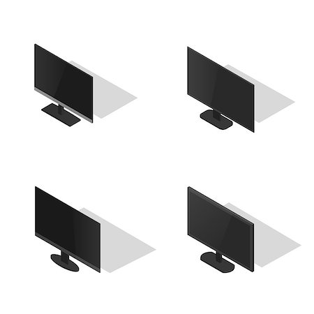 Set of icons, collection of various computer monitors, isolated on white background. Element design of digital devices. Flat 3d isometric style, vector illustration. Stock Photo - Budget Royalty-Free & Subscription, Code: 400-09115026
