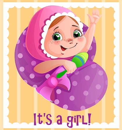 simsearch:400-07717618,k - It s a girl vector greeting cart, template for invitation or congratulation Stock Photo - Budget Royalty-Free & Subscription, Code: 400-09115041
