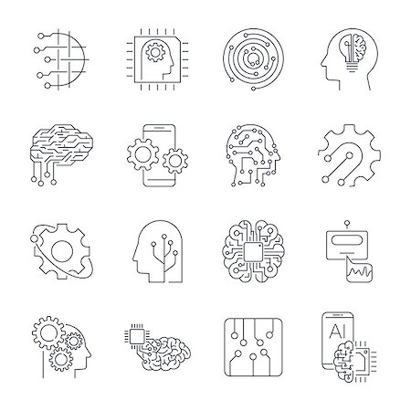 simsearch:400-09136922,k - Set of thin icons related to artificial intelligence and data science mono line. Editable Stroke. EPS 10 Photographie de stock - Aubaine LD & Abonnement, Code: 400-09115109