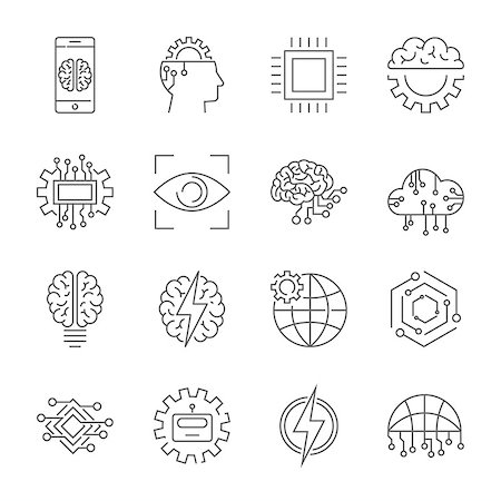 simsearch:400-08652593,k - Artificial intelligence icon set. Editable Stroke. EPS 10 Photographie de stock - Aubaine LD & Abonnement, Code: 400-09115114