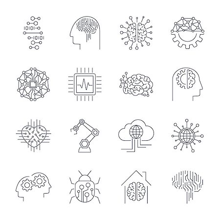 robotic arm - Simple set of artificial intelligence related line icons AI . Editable Stroke. EPS 10 Stock Photo - Budget Royalty-Free & Subscription, Code: 400-09115113