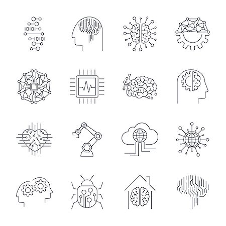 robotics and industry - Simple set of artificial intelligence related line icons AI . Editable Stroke. EPS 10 Photographie de stock - Aubaine LD & Abonnement, Code: 400-09115113